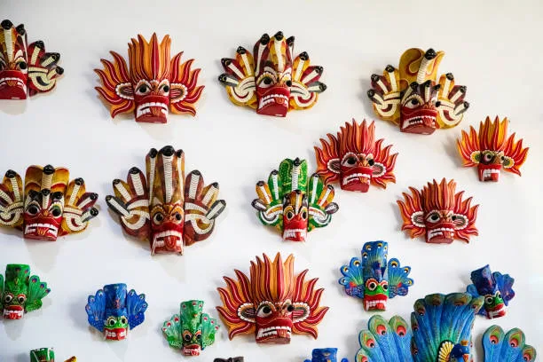 Hand-painted traditional devil masks at Ambalangoda museum