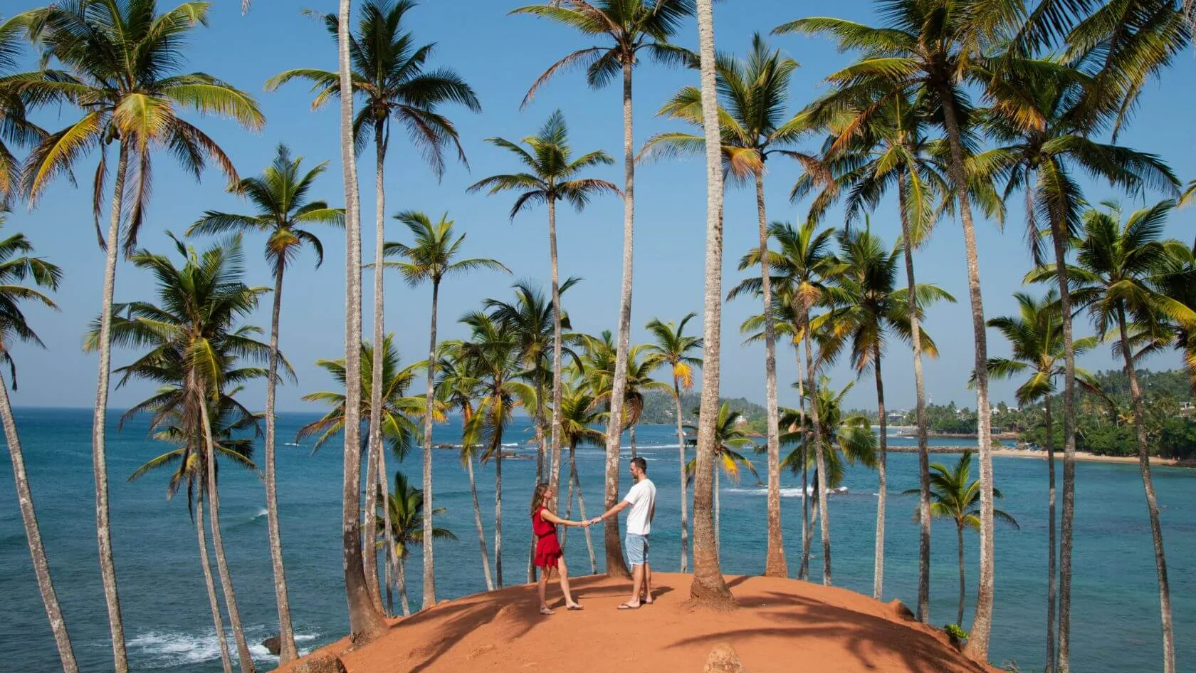 Sweeping view from Coconut Tree Hill Mirissa with palm trees
